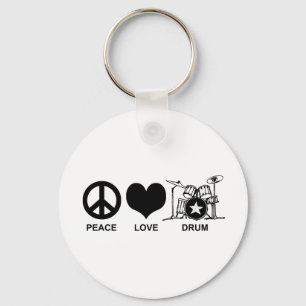 Peace Love Drum Keychain
