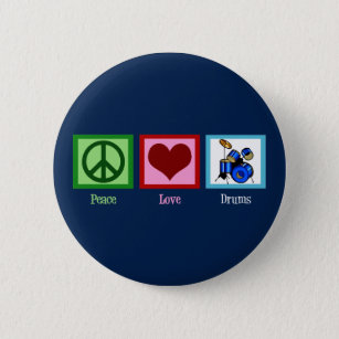 Peace Love Drums Cool Blue Drummer 2 Inch Round Button