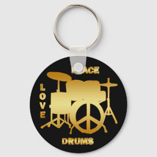 PEACE LOVE DRUMS KEYCHAIN