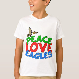 Peace Love Eagles Cool Bald Eagle Kids T-Shirt
