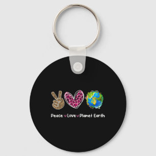 Peace Love Earth Day Save Our Planet Environment P Keychain