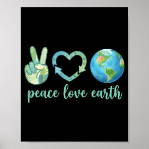 Peace love earth eco friendly nature earth day poster