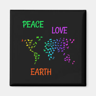Peace Love Earth Planet Green Nature Protect Earth Magnet