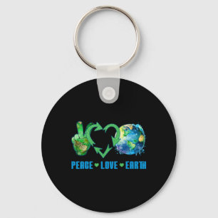 Peace Love Earth Planet Happy 54th Anniversary Env Keychain