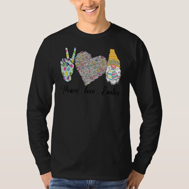 Peace Love Easter Bunny Leopard Graphic Easter Day T-Shirt (Front)