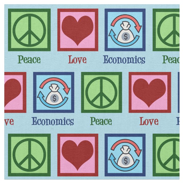 Peace Love Economics Fabric (Close Up)