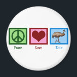 Peace Love Emu Magnet<br><div class="desc">I love Emu. They are pretty weird birds. A peace sign,  heart,  and an emu bird.</div>
