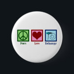 Peace Love Endoscopy 2 Inch Round Button<br><div class="desc">Peace Love Endoscopy. A cute gift featuring a peace sign,  heart,  and endoscope used in medical procedures to scope a patient.</div>