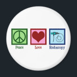 Peace Love Endoscopy Magnet<br><div class="desc">Peace Love Endoscopy. A cute gift featuring a peace sign, heart, and endoscope used in medical procedures to scope a patient.</div>