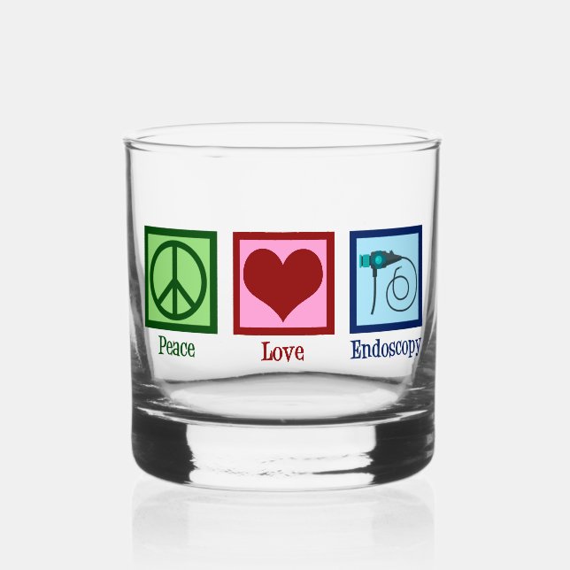 Peace Love Endoscopy Whiskey Glass (Front)