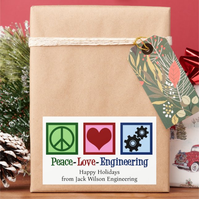 Peace Love Engineering Company Custom Christmas Sticker (Holiday)