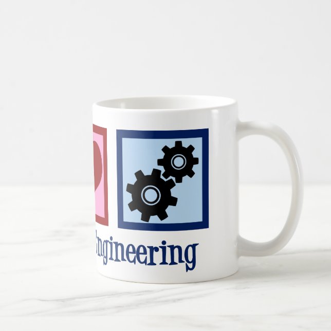 Peace Love Engineering Cute Engineer Gears Coffee Mug (Right)