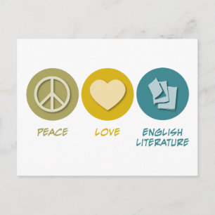 Peace Love English Literature Postcard