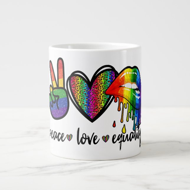 Peace, Love & Equality Large Coffee Mug (Front)