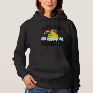 Peace Love & Equality Rubber Duck Gay Pride Rainbo Hoodie