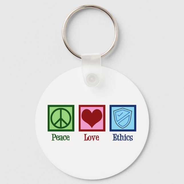 Peace Love Ethics Moral Philosophy Professor Keychain (Front)