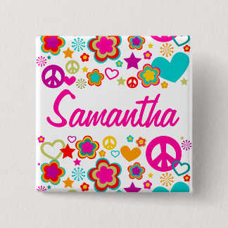Peace Love & Everything Girly 2 Inch Square Button