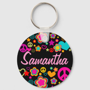 Peace Love & Everything Girly Keychain