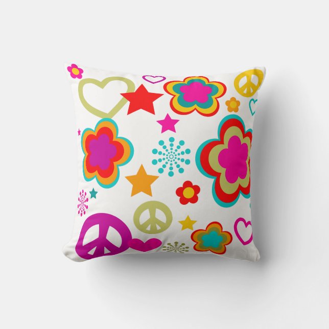 Peace Love & Everything Girly Throw Pillow (Front)