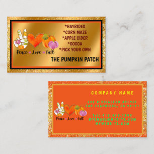 Peace Love Fall Autumn Custom Text and Colour  Business Card