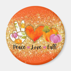 Peace Love Fall Autumn Custom Text and Colour Magnet