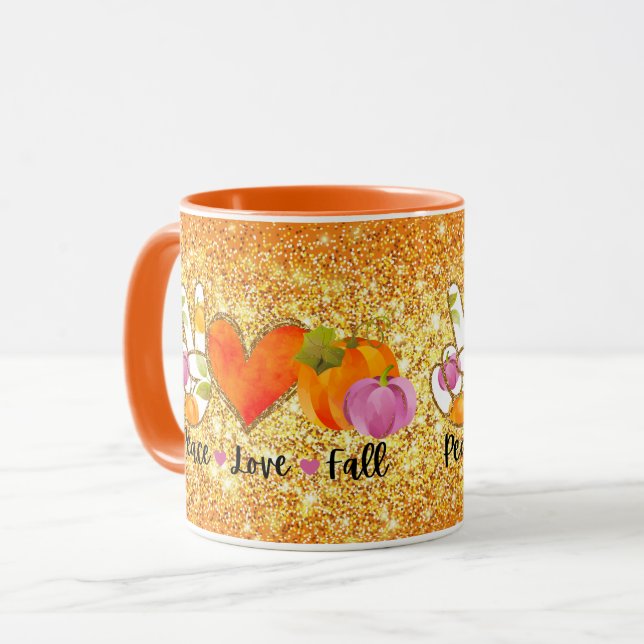 Peace Love Fall Autumn Customize Colour Mug (Front Left)