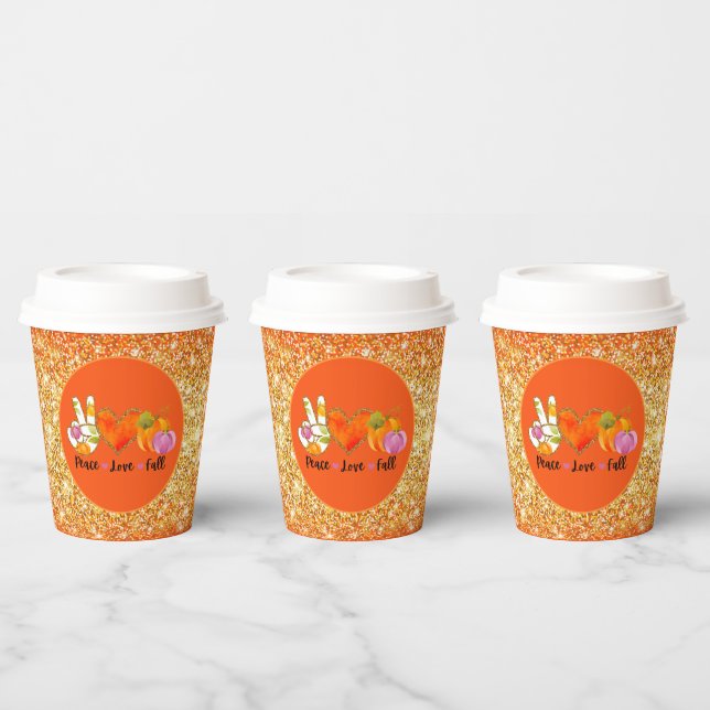 Peace Love Fall Autumn Customize Colour Paper Cups (Multi)