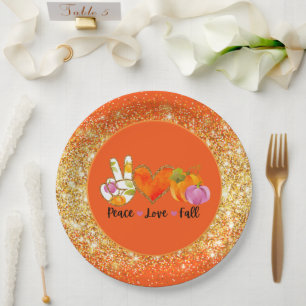 Peace Love Fall Autumn Customize Colour Paper Plate