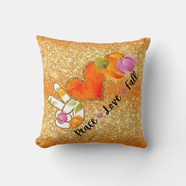 Peace Love Fall Autumn Customize Colour Throw Pillow (Front)