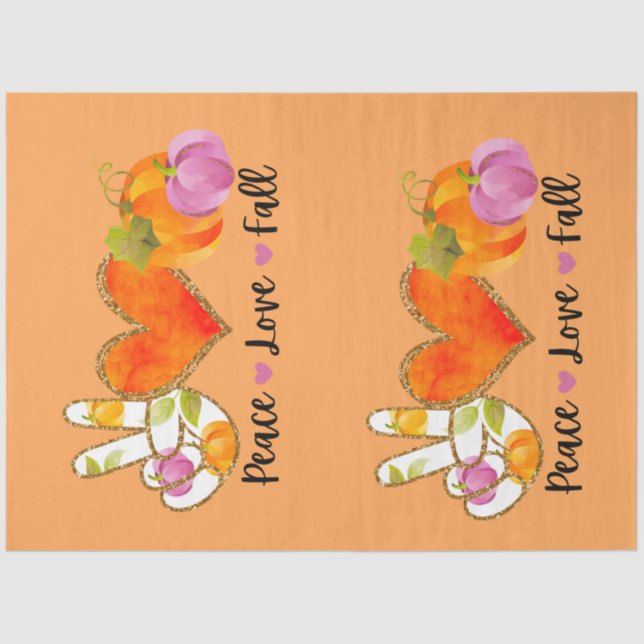 Peace Love Fall Autumn Customize Colour Tissue Paper (Front)