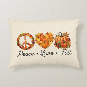Peace, Love, Fall – Cozy Autumn Vibes with Pumpkin Accent Pillow
