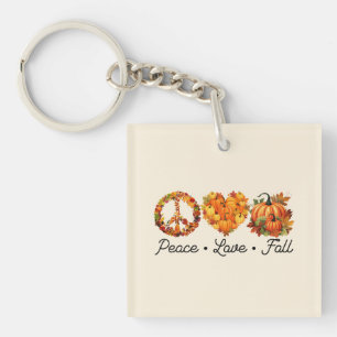 Peace, Love, Fall – Cozy Autumn Vibes with Pumpkin Keychain