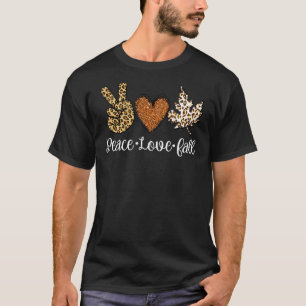 Peace Love Fall Leopard Graphic Autumn For Men Wom T-Shirt