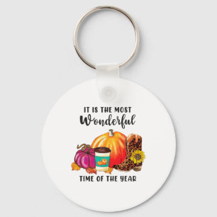 Peace Love Fall Leopard Pumpkin Spice Autumn Thank Keychain