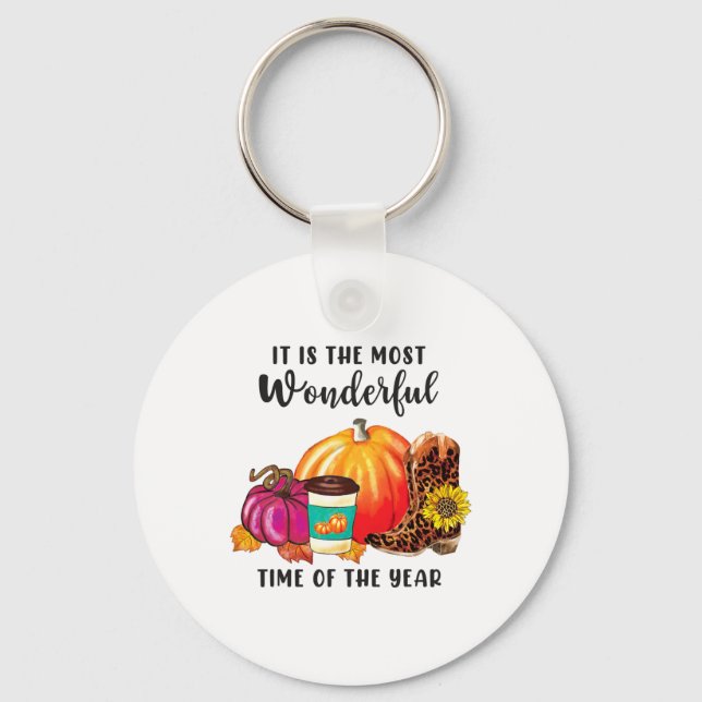 Peace Love Fall Leopard Pumpkin Spice Autumn Thank Keychain (Front)