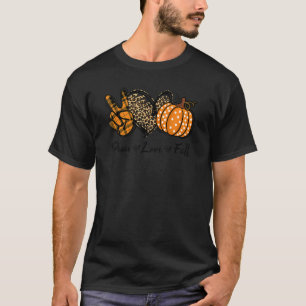 Peace Love Fall Leopard Pumpkin Spice Autumn Thank T-Shirt
