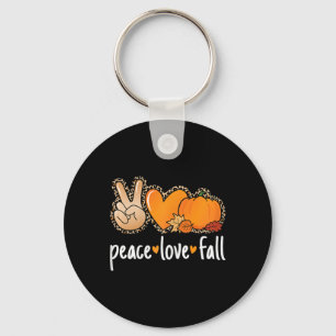 Peace Love Fall Pumpkin Autumn Thanksgiving Women Keychain