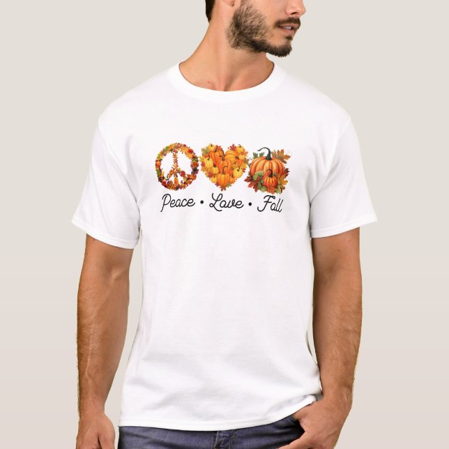 Peace, Love, Fall - Pumpkins T-Shirt (Front)