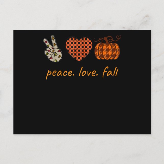 Peace Love Fall Thanksgiving Leopard Pumpkin Postcard (Front)