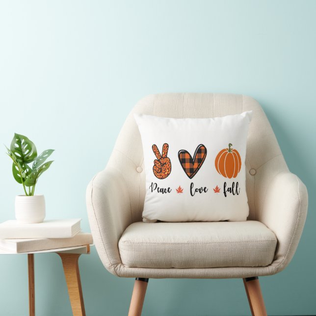 Peace, Love, Fall Throw Pillow (Chair)