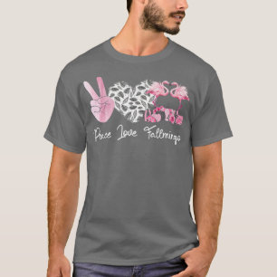 Peace Love Fallmingo Pink Flamingo & Pumpkin In Au T-Shirt