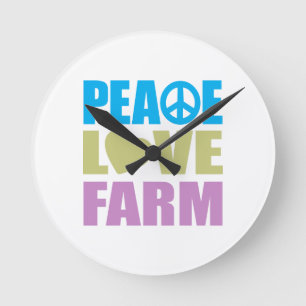Peace Love Farm Round Clock