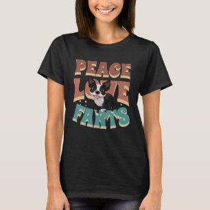 Peace Love Farts Men Women Retro Boston Terrier T-Shirt