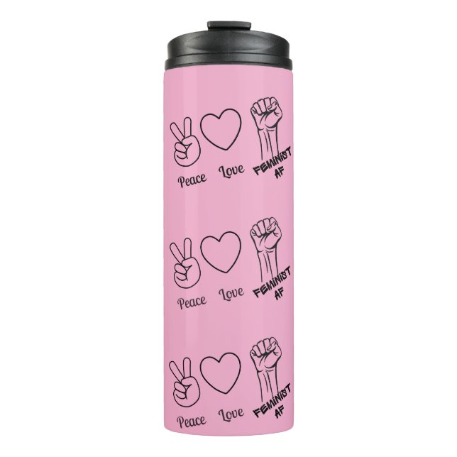 Peace, Love, Feminist AF - water bottle (Front)