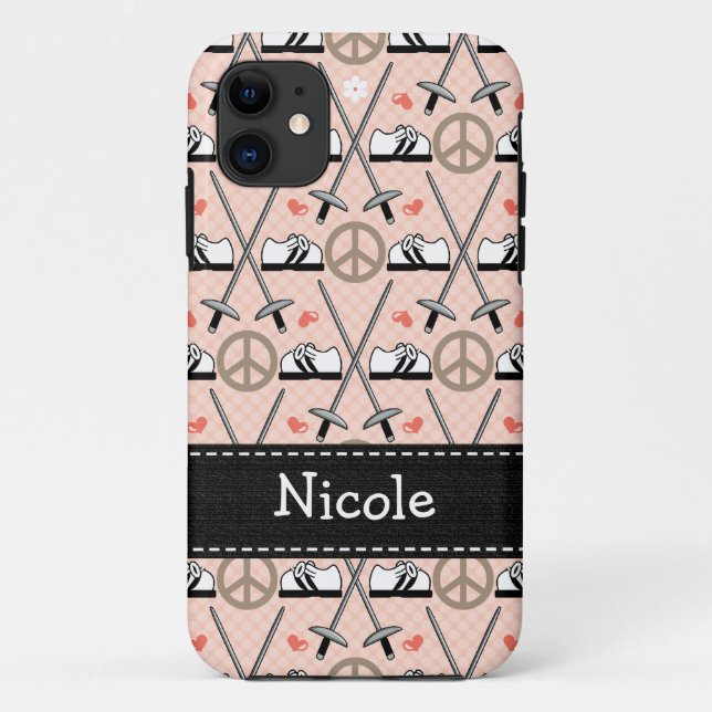 Peace Love Fencing Case-Mate iPhone Case (Back)