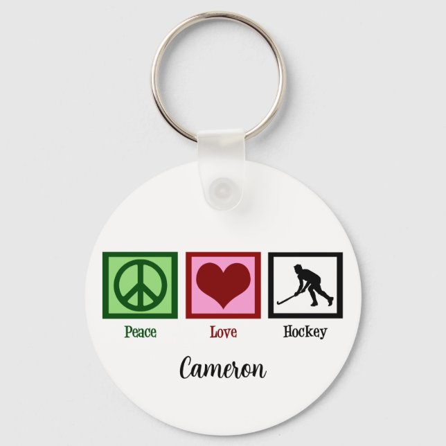 Peace Love Field Hockey Keychain (Front)