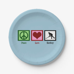 Peace Love Field Hockey Paper Plate