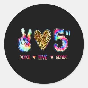 Peace Love Fifth Grade Squad Back To School Gift  Classic Round Sticker