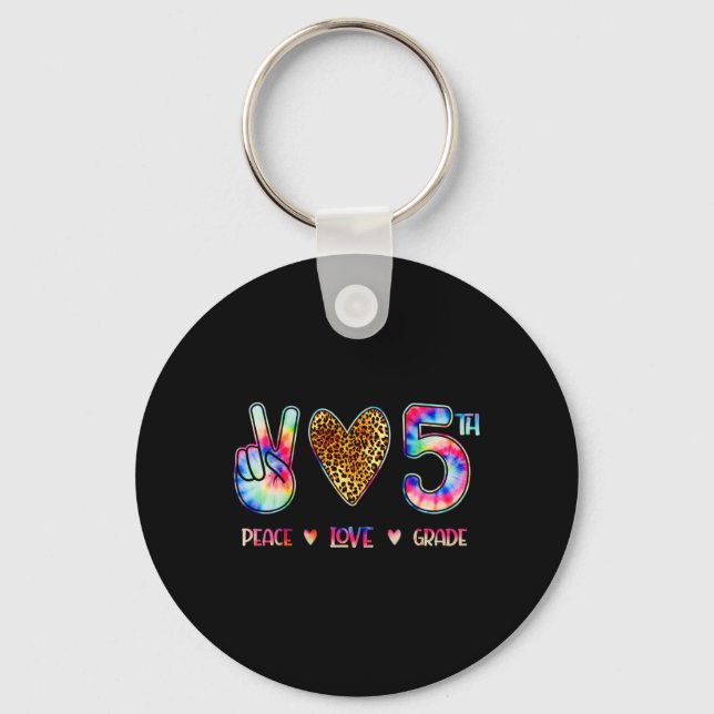 Peace Love Fifth Grade Squad Back To School Gift  Keychain (Front)