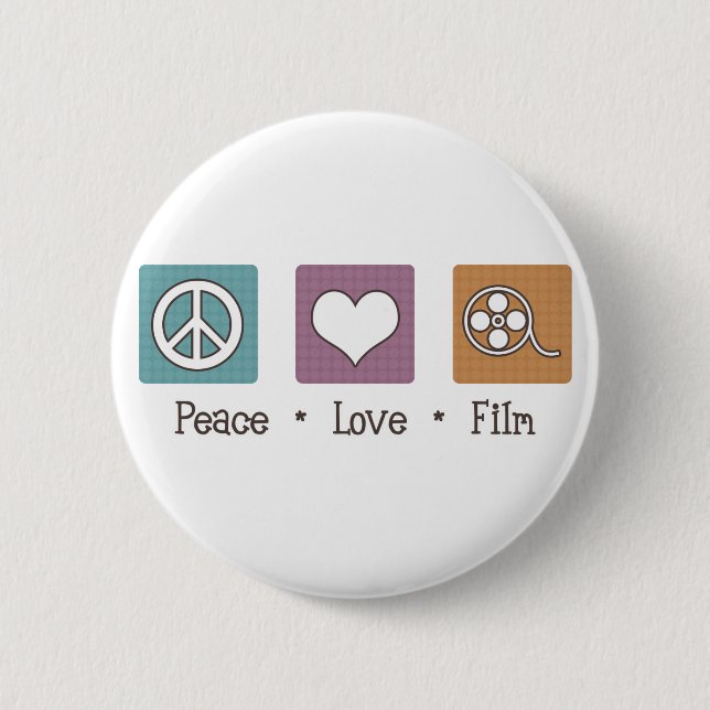 Peace Love Film 2 Inch Round Button (Front)